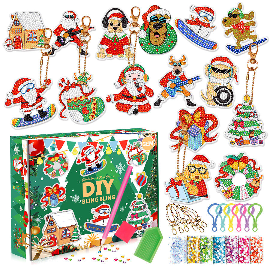 Christmas Diamond Painting Keychain Set | DIY Ornaments