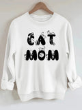 Cat Mom Graphic Fleece Sweatshirt