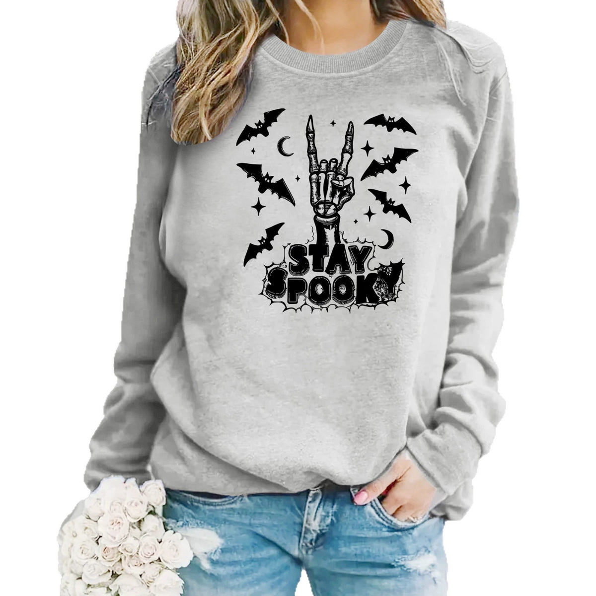 Stay Spooky Skeleton Hand Long Sleeve Shirt