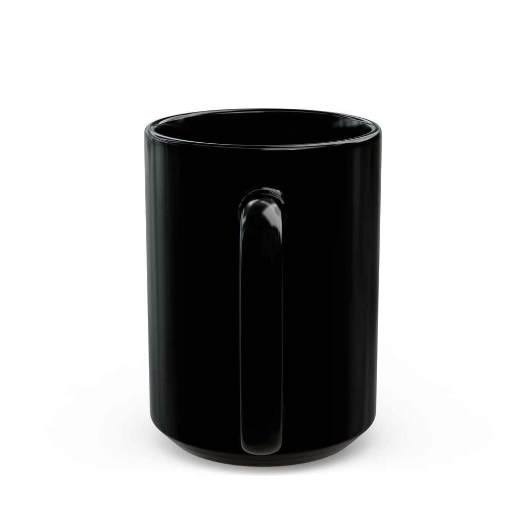 Wolf Howl Moon Black Ceramic Mug — Mystical Night Owl & Forest Design (11oz/15oz)