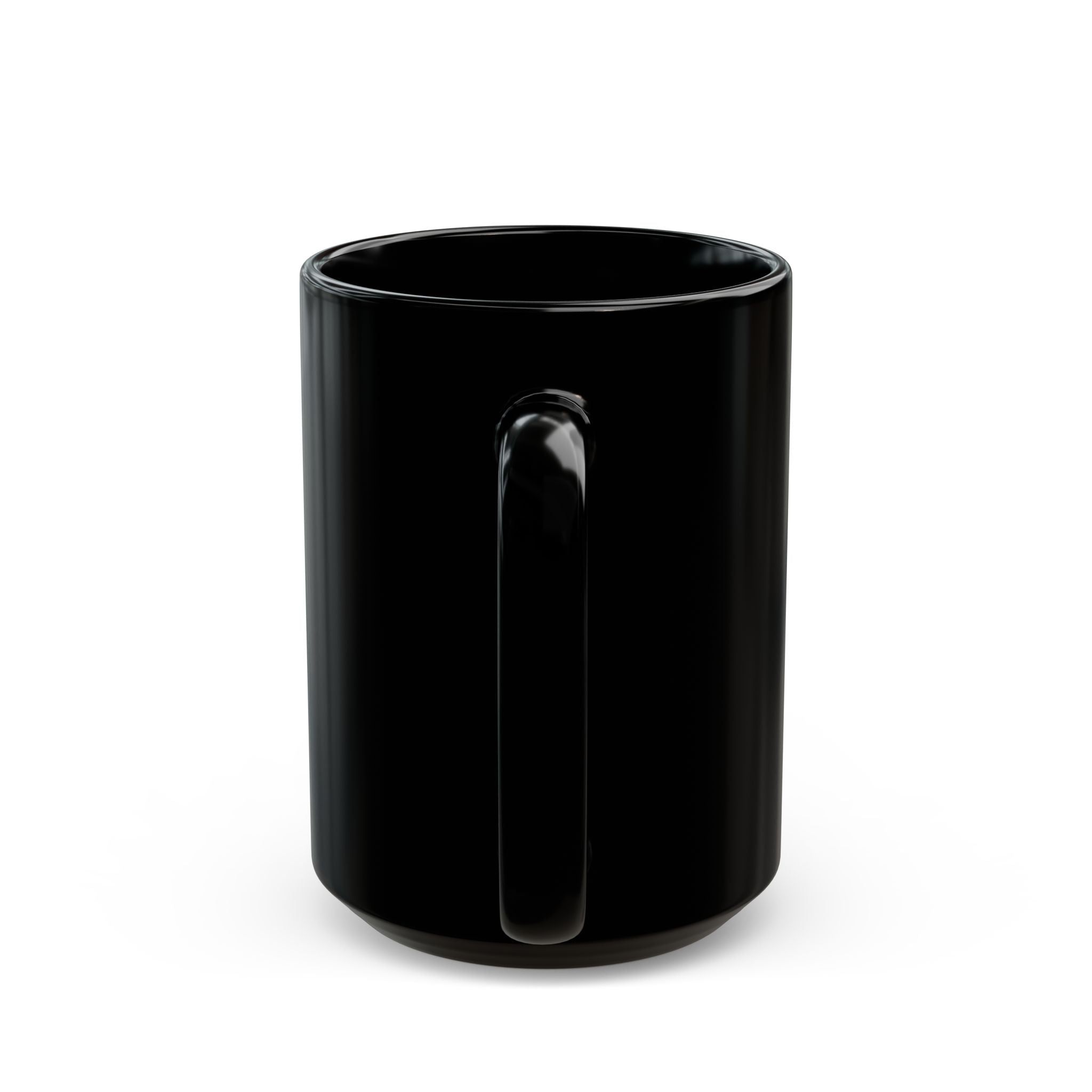 Wolf Howl Moon Black Ceramic Mug — Mystical Night Owl & Forest Design (11oz/15oz)