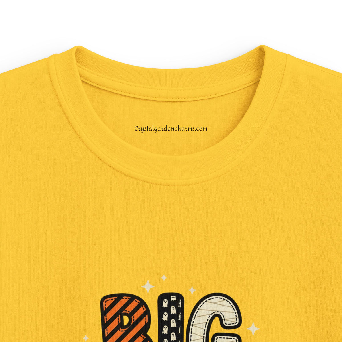Big Sister Kids Halloween T-Shirt — Orange Bow & Spooky Colors Graphic Tee