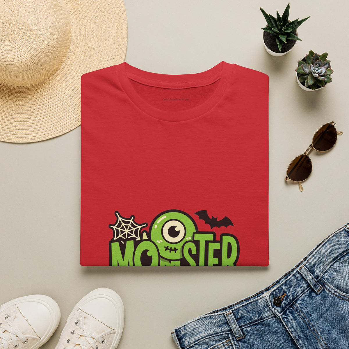 Momster T-Shirt — Green Letters & One-Eyed Monster Halloween Graphic Tee