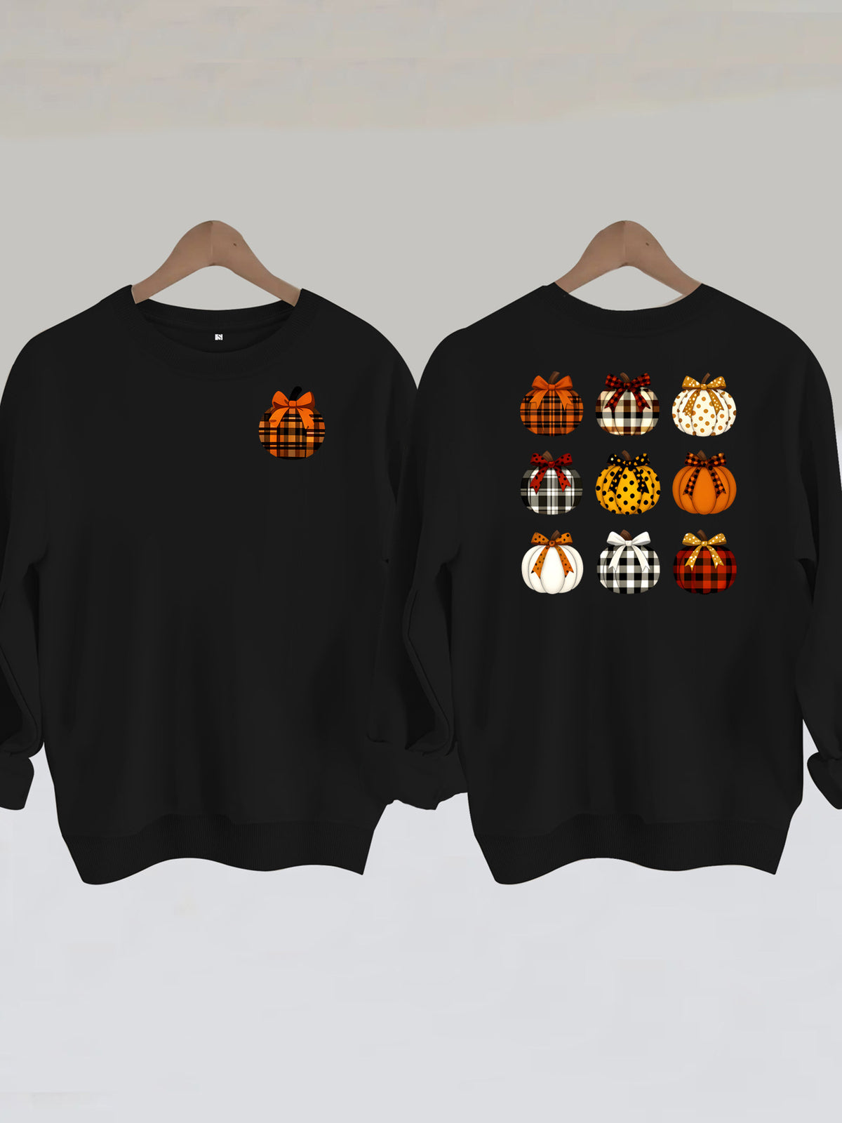 Patterned Pumpkin Front & Back Sweatshirt