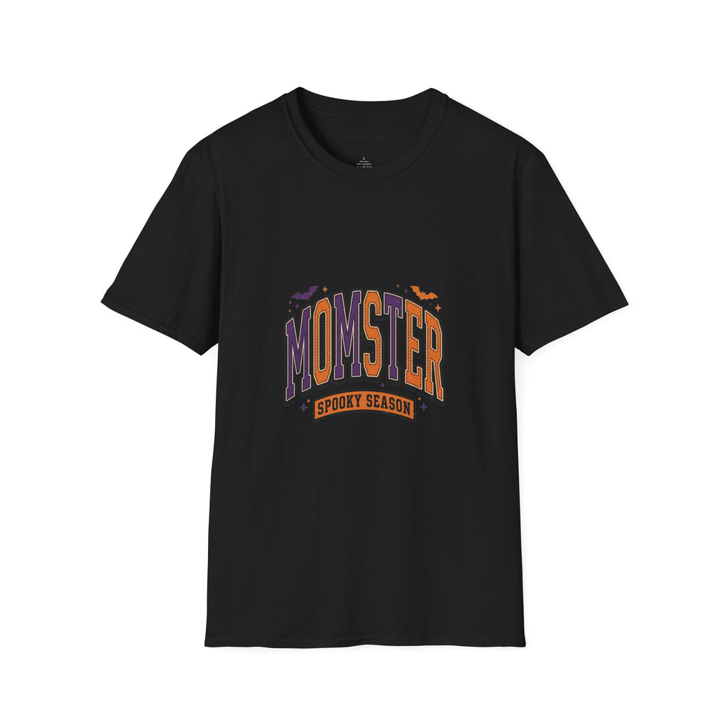 Momster Spooky Season T-Shirt — Purple & Orange Bat Graphic Tee