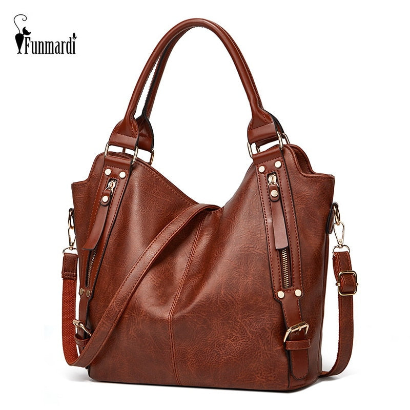 Side-Pocket PU Tote Bag