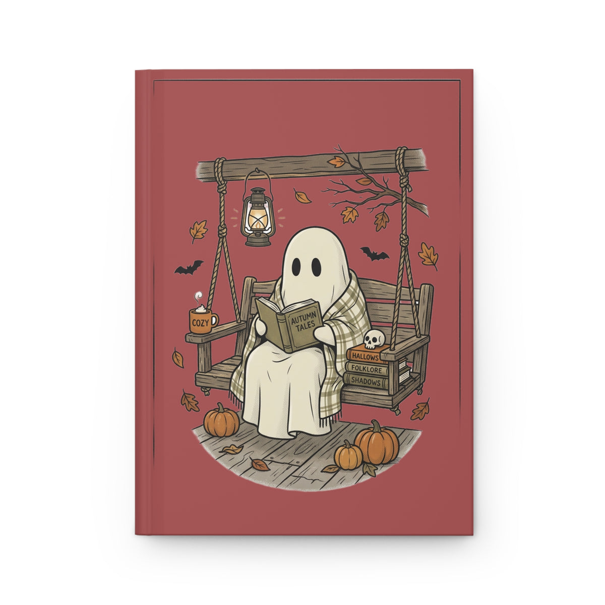 Spooky Ghost Autumn Reading Hardcover Journal
