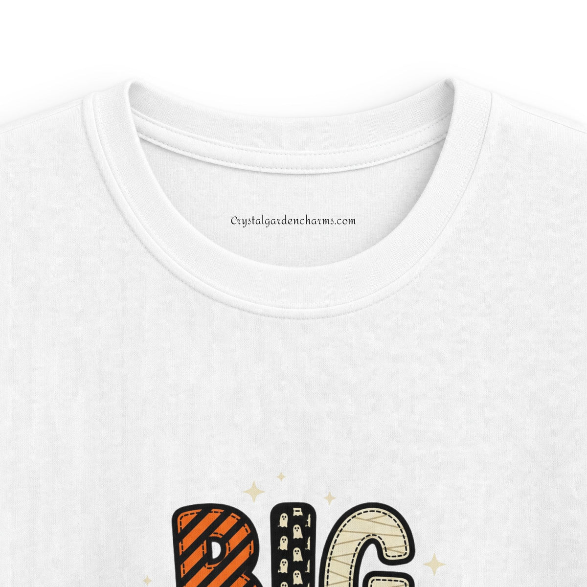 Big Sister Kids Halloween T-Shirt — Orange Bow & Spooky Colors Graphic Tee