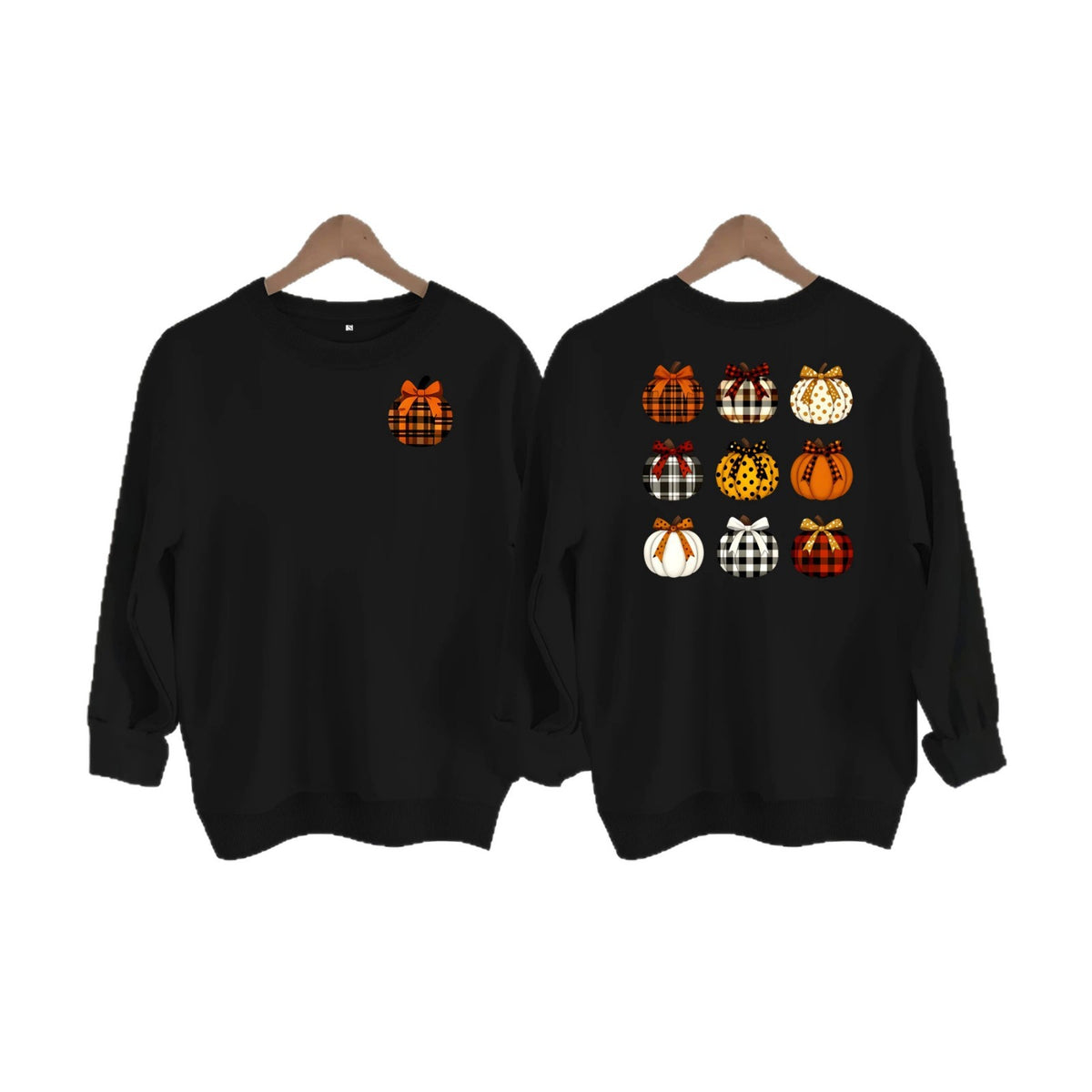 Patterned Pumpkin Front & Back Sweatshirt