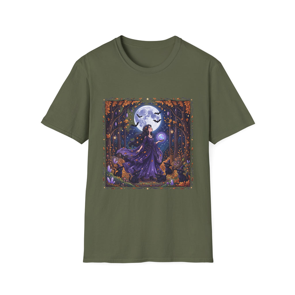 Moonlit Witch T-Shirt — Mystical Forest Pagan Tee