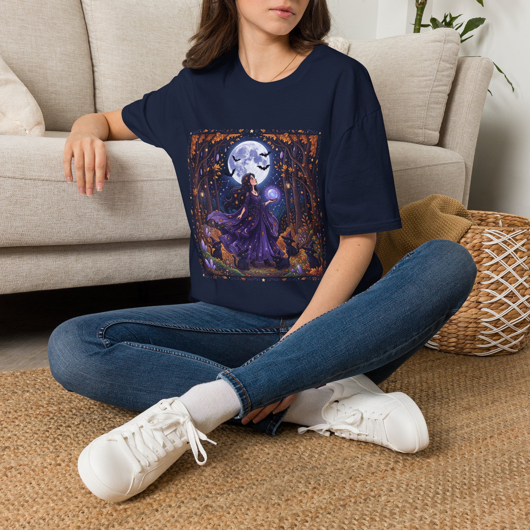Moonlit Witch T-Shirt — Mystical Forest Pagan Tee