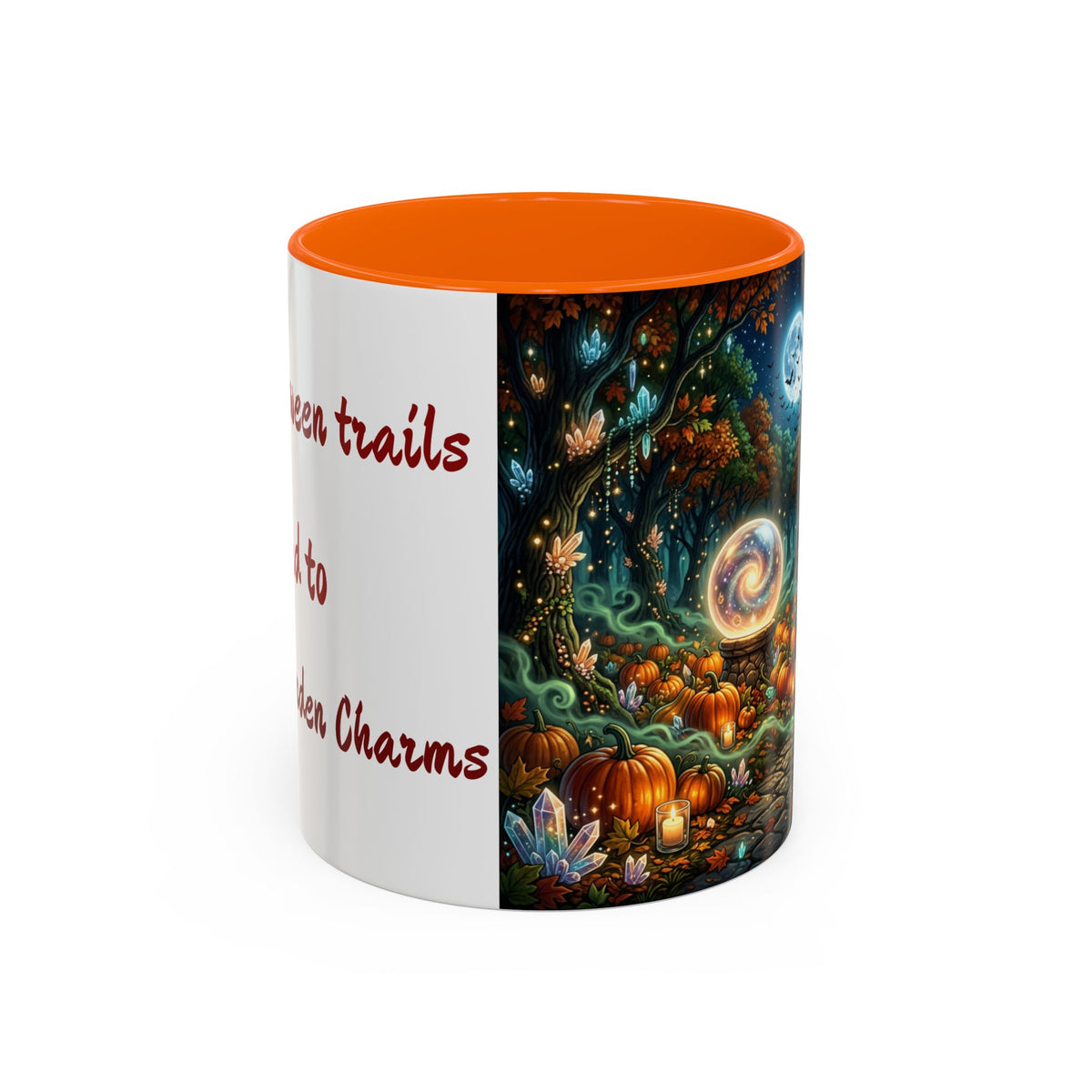 Halloween Crystal Ball Forest Mug — "All Halloween Trails Lead to Crystal Garden Charms" — Original Design