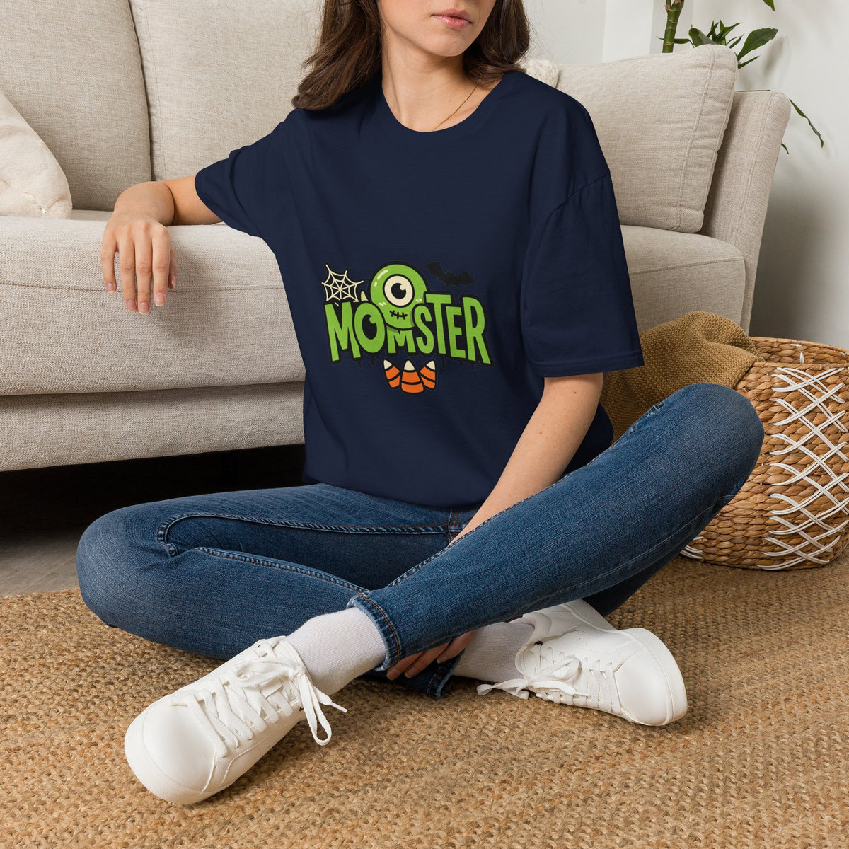 Momster T-Shirt — Green Letters & One-Eyed Monster Halloween Graphic Tee