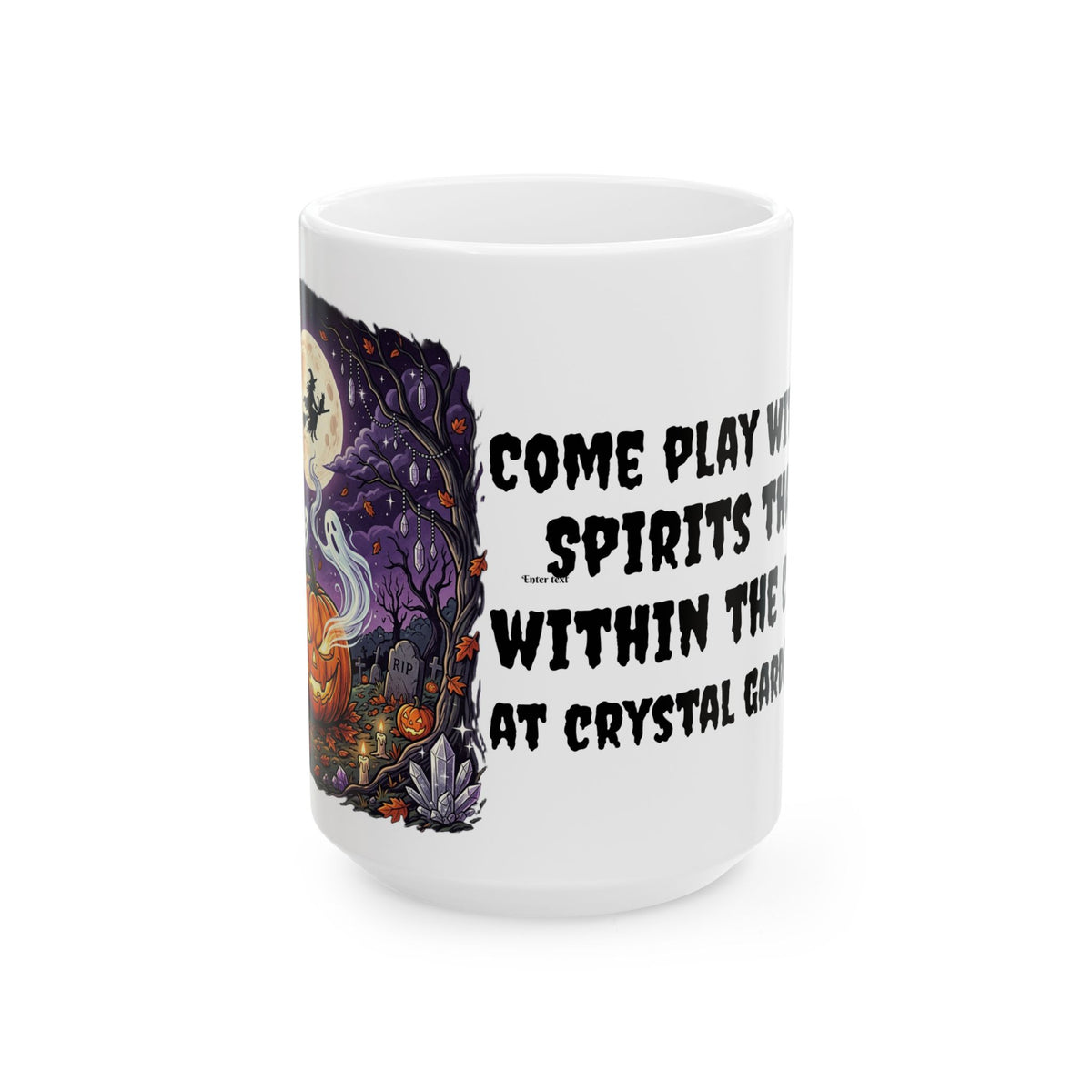 Halloween Haunted Spirits Mug — Jack-O-Lantern Ghost Pumpkin Patch Crystal Witch Full Moon — Crystal Garden Charms Original
