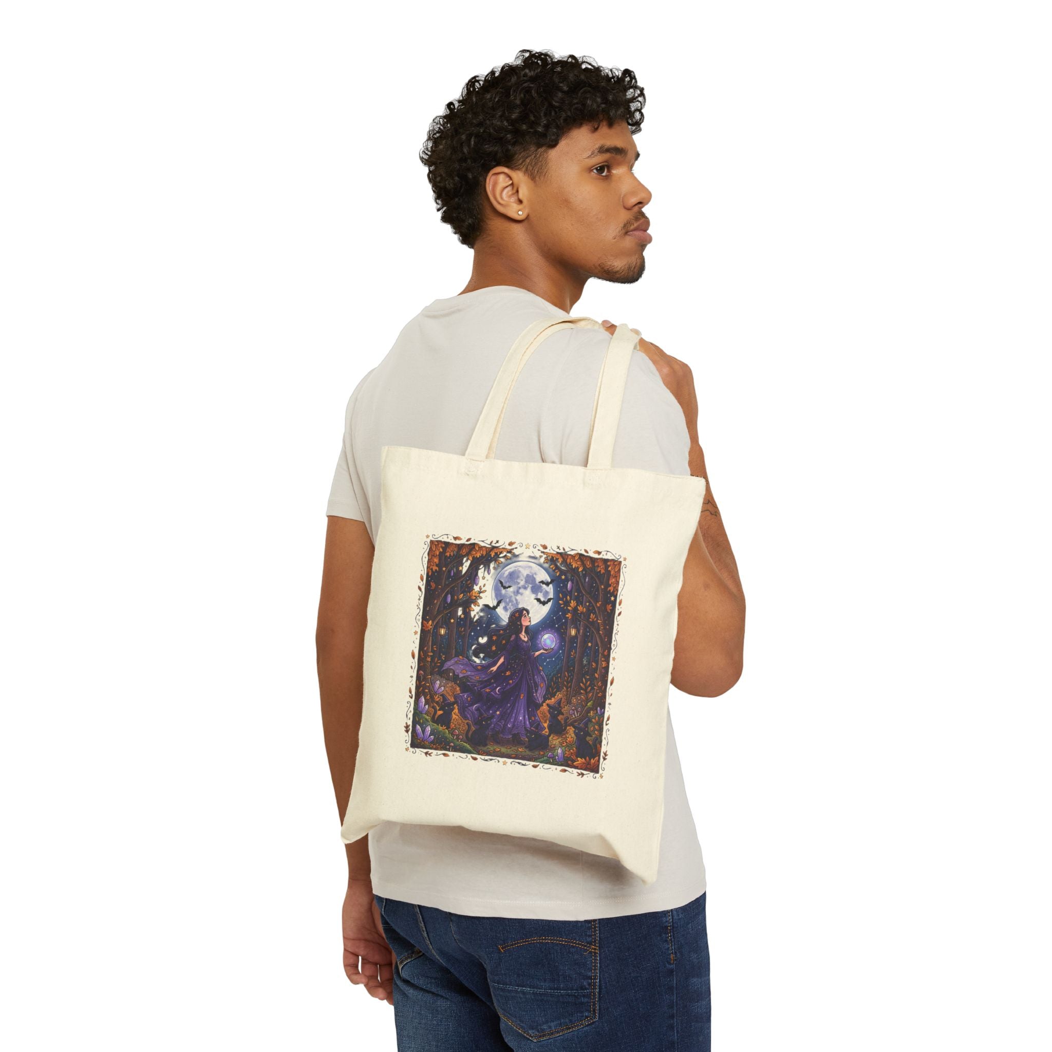 Gothic Moon Witch Tote Bag — Mystic Witchcraft Canvas Tote