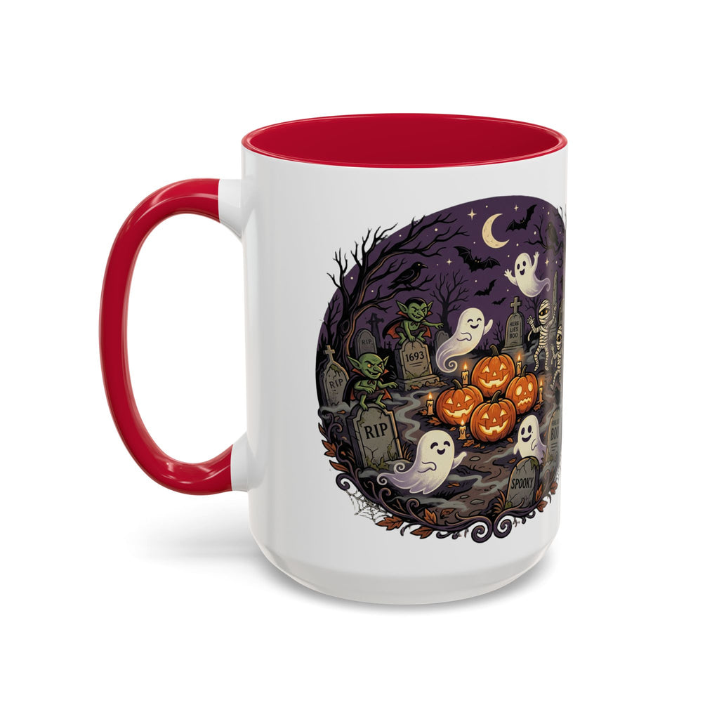 Halloween Graveyard Mug — Ghosts, Mummies, Goblins & Jack-O-Lanterns Spooky Night Scene