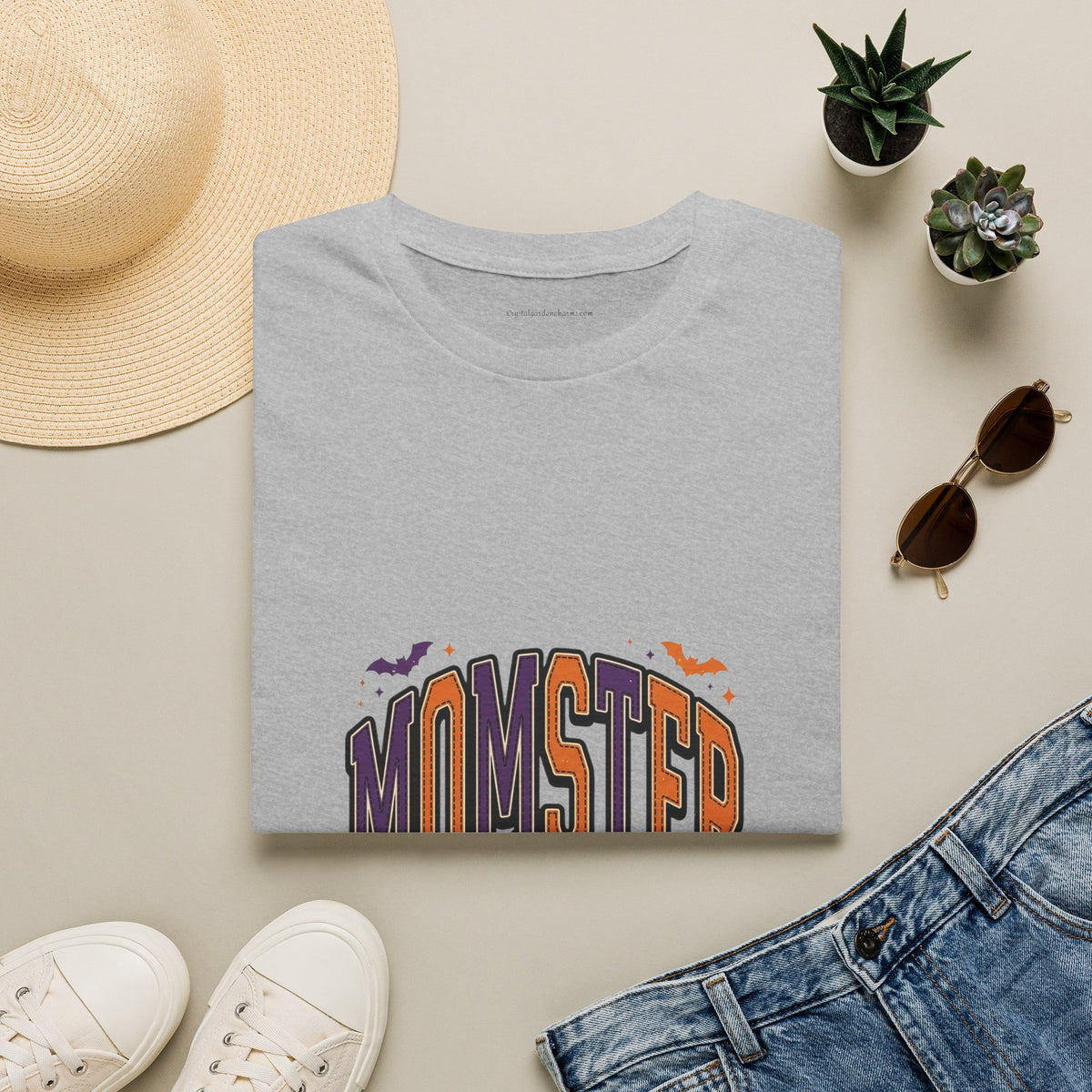 Momster Spooky Season T-Shirt — Purple & Orange Bat Graphic Tee