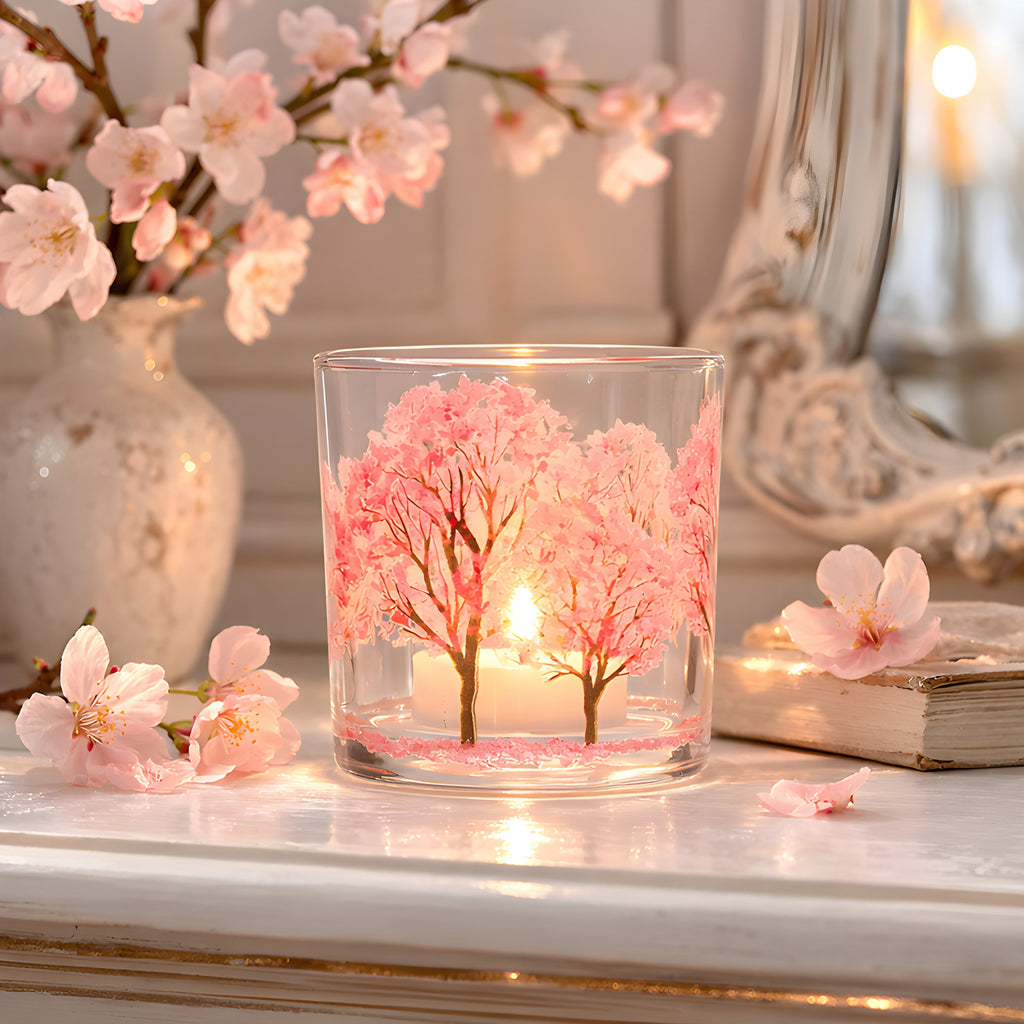 Cherry Blossom Votive 3 inch Glass Candle Holder