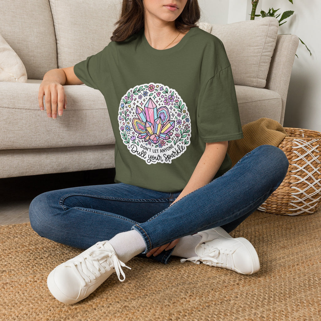 "Don't Let Anyone Dull Your Sparkle" T-Shirt — Crystal & Floral Graphic Tee