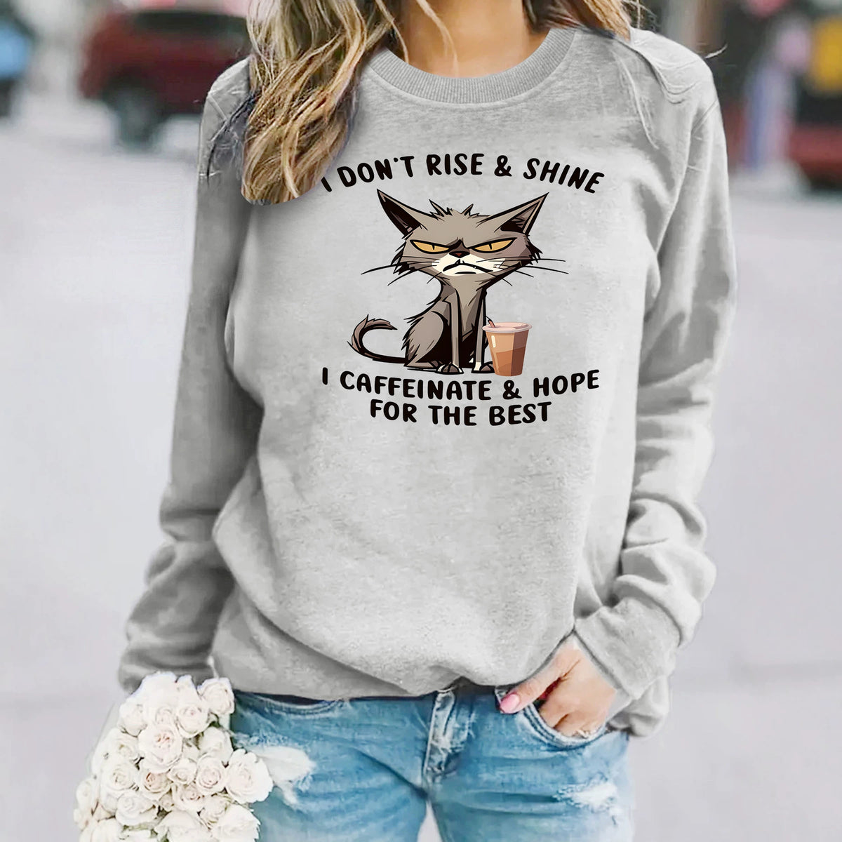 Cranky Coffee Kitty Long Sleeve Shirt