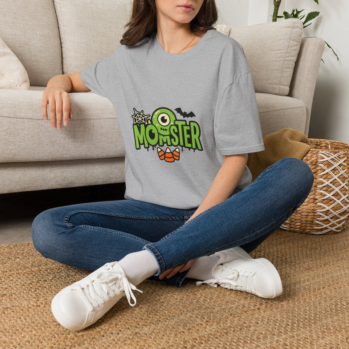 Momster T-Shirt — Green Letters & One-Eyed Monster Halloween Graphic Tee