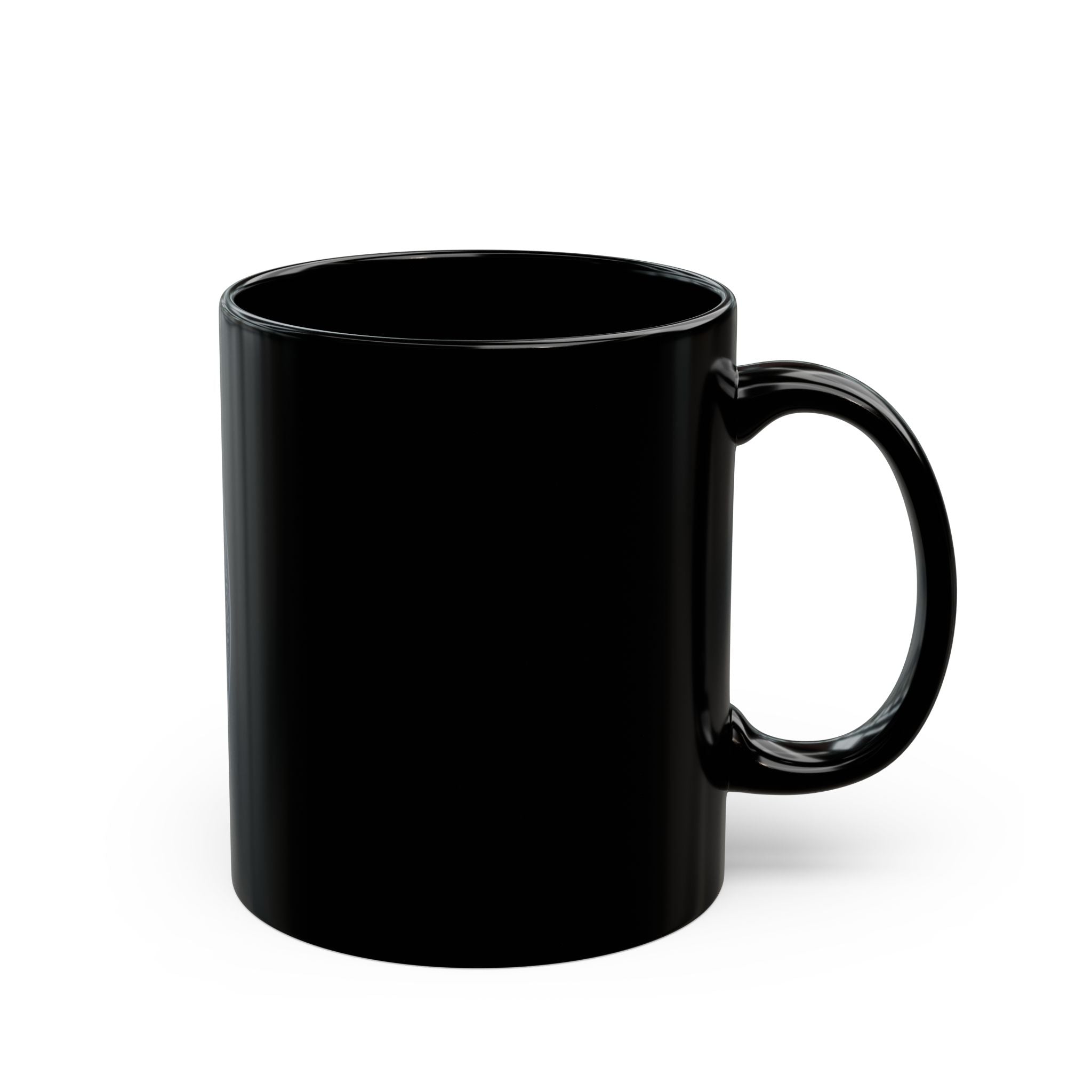 Wolf Howl Moon Black Ceramic Mug — Mystical Night Owl & Forest Design (11oz/15oz)