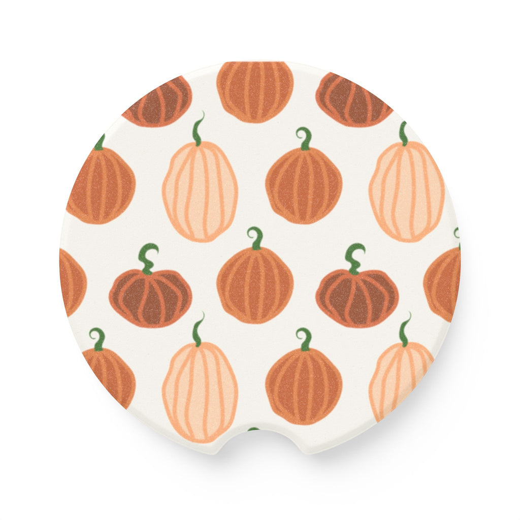 Pumpkin Pattern Soapstone Car Coaster — Fall Pumpkin Car Coaster