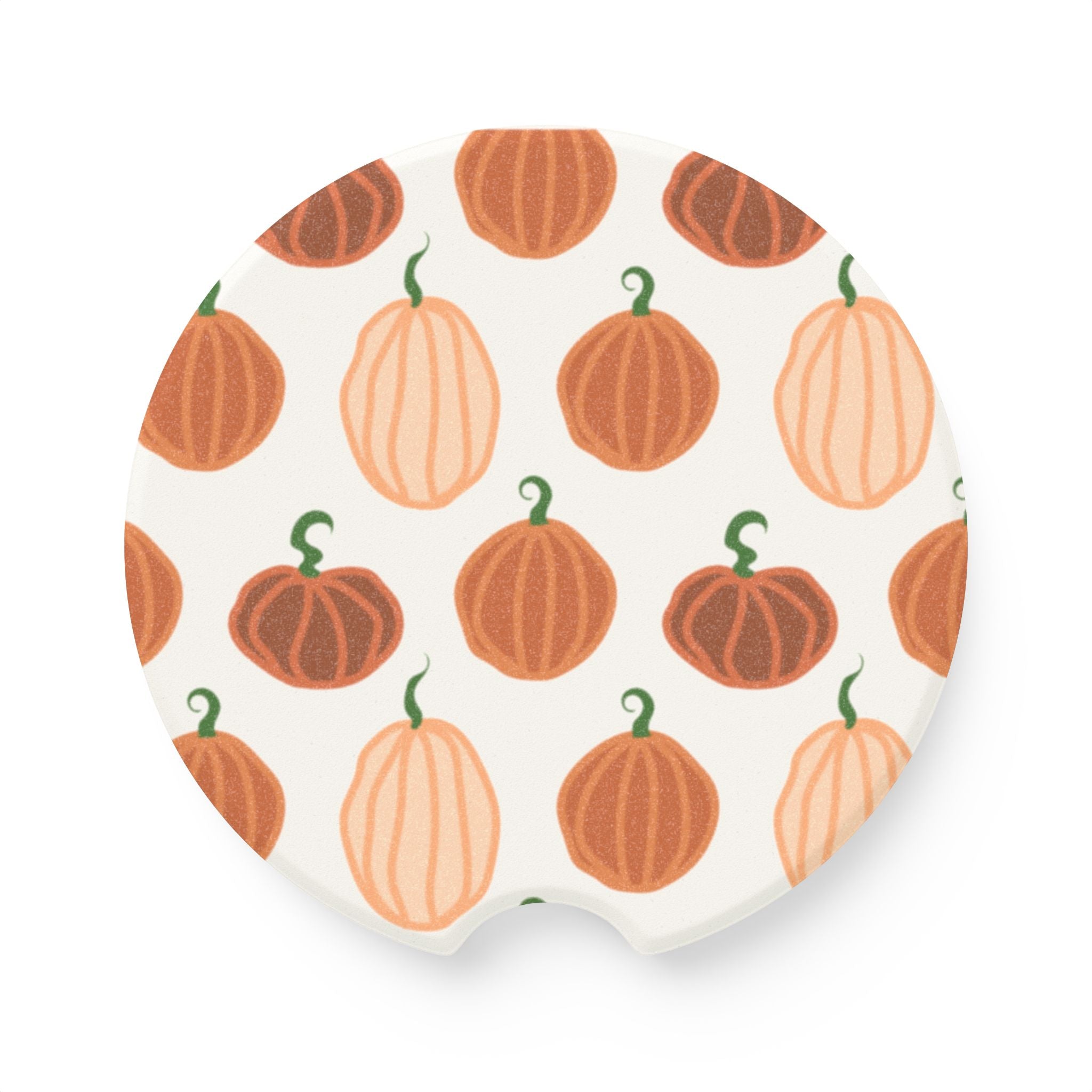 Pumpkin Pattern Soapstone Car Coaster — Fall Pumpkin Car Coaster