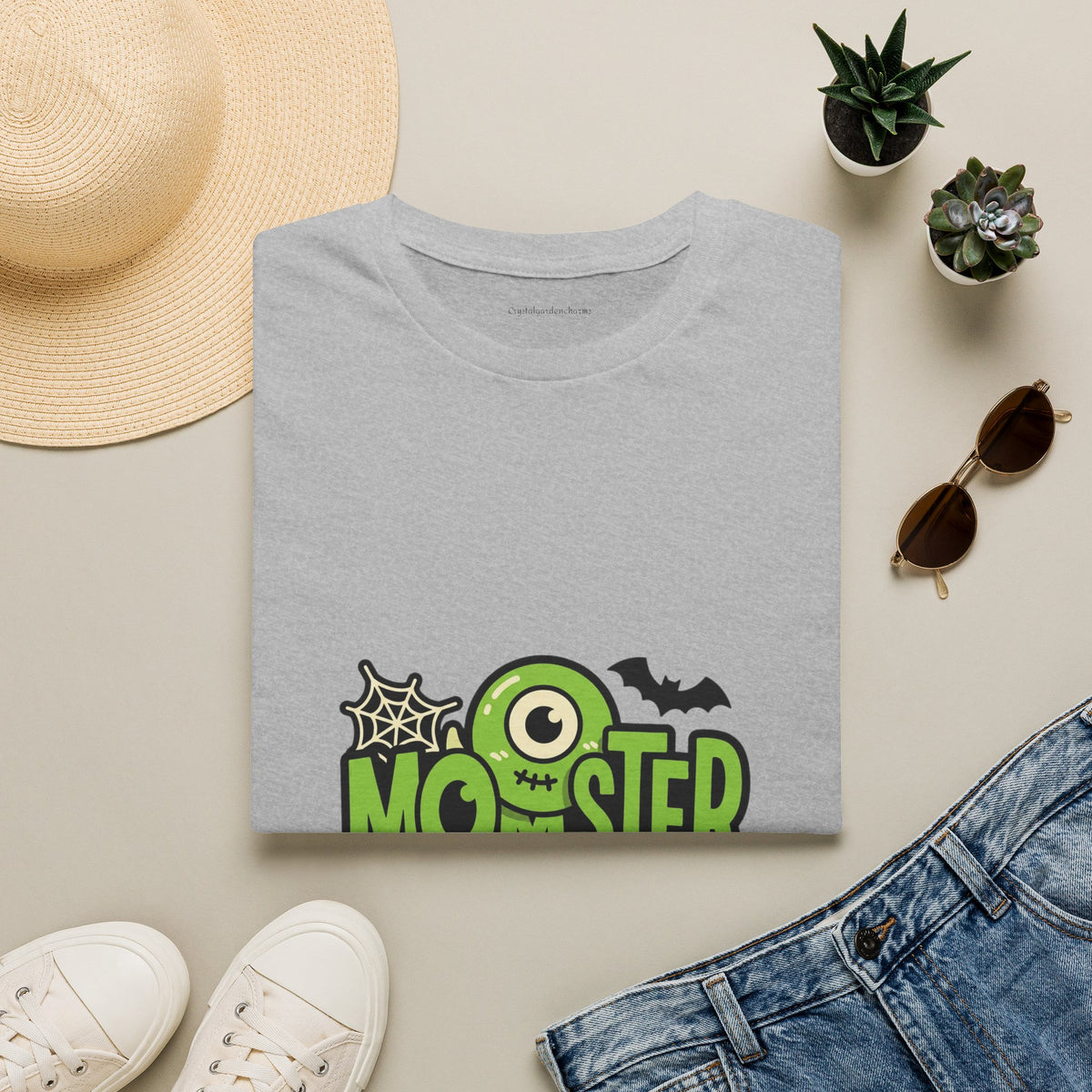 Momster T-Shirt — Green Letters & One-Eyed Monster Halloween Graphic Tee