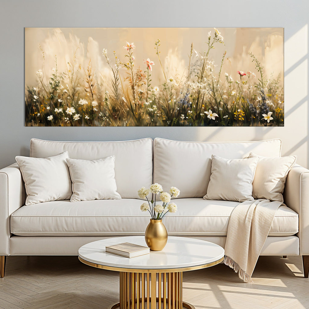 Flower Field Wall Art | Abstract Landscape Canvas Print