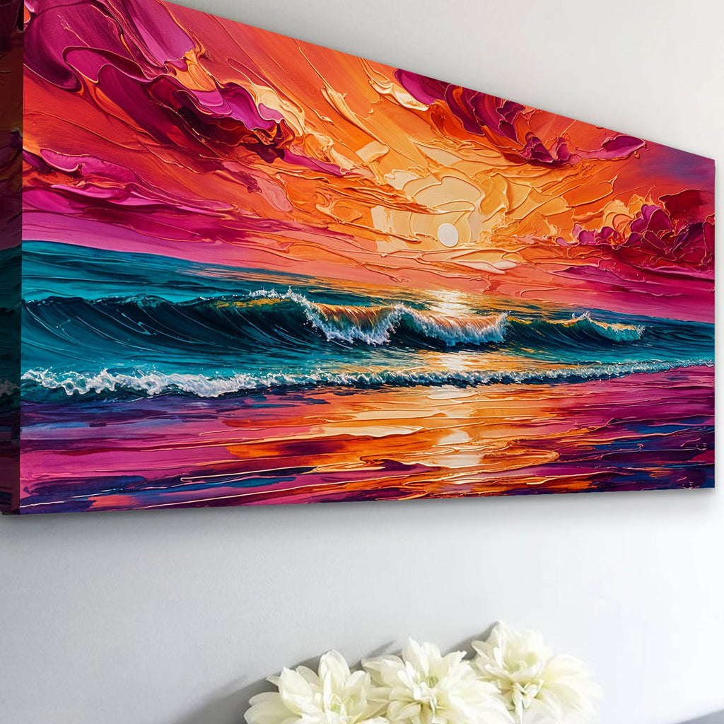 Coastal Sunset Wall Art | Panoramic Seascape Canvas Print