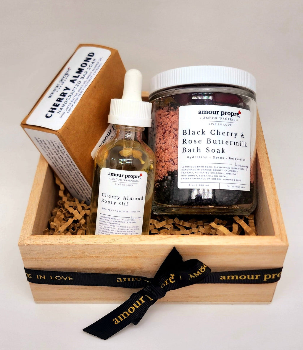 Cherry Almond Rose Spa Gift Box Sets