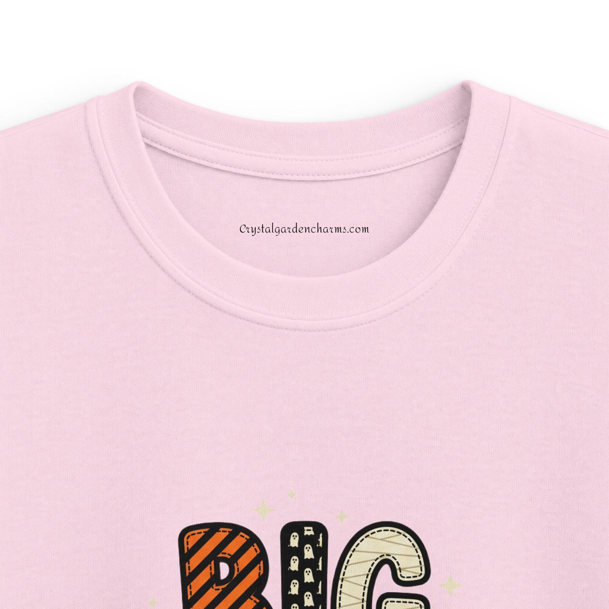 Big Sister Kids Halloween T-Shirt — Orange Bow & Spooky Colors Graphic Tee