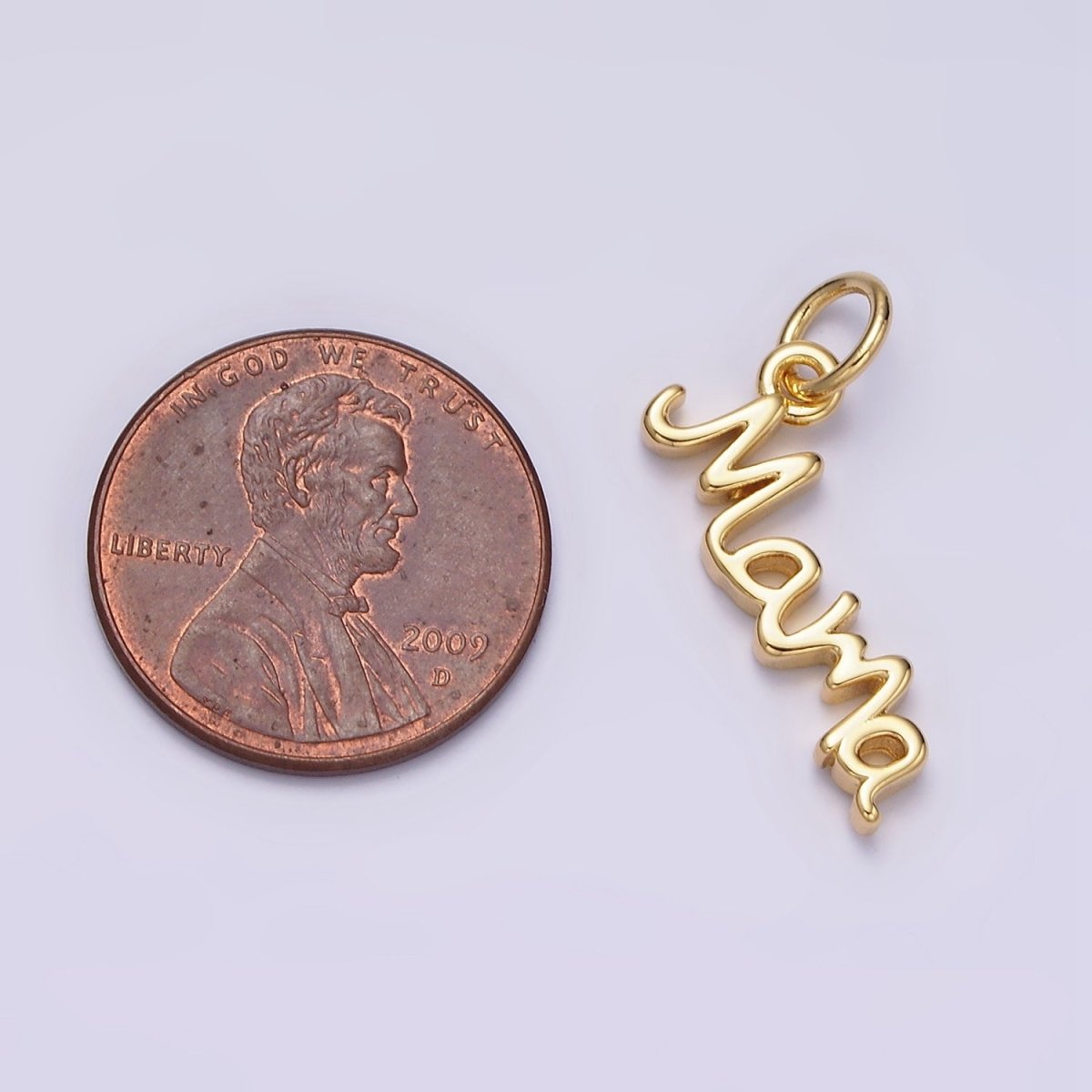 Mama Script Charm, Gold or Silver