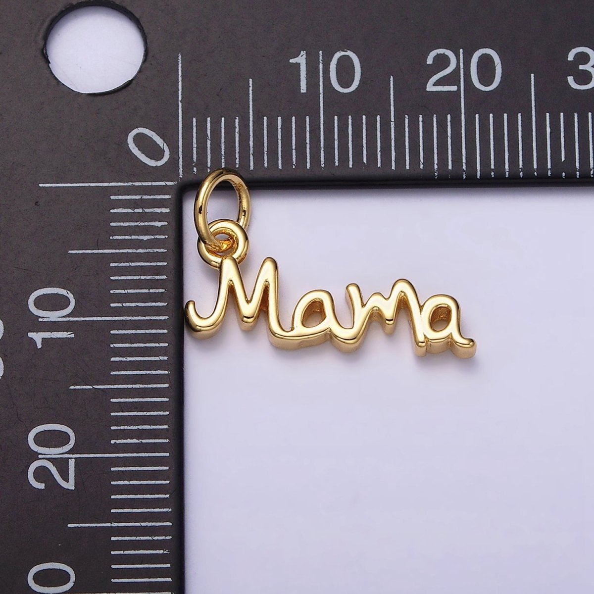 Mama Script Charm, Gold or Silver