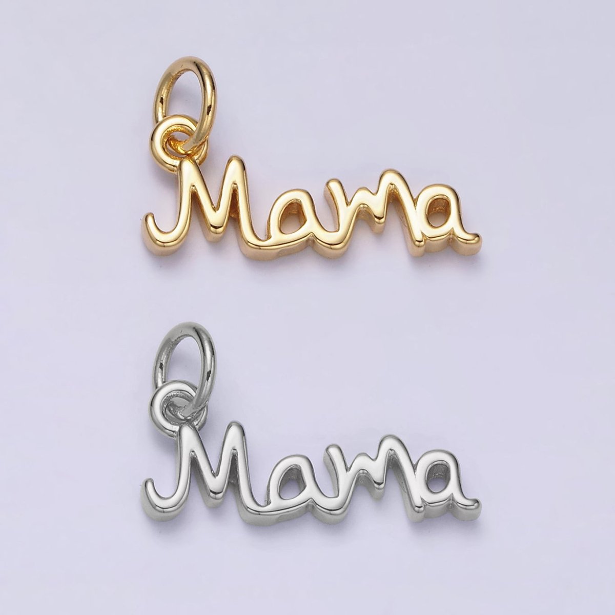 Mama Script Charm, Gold or Silver