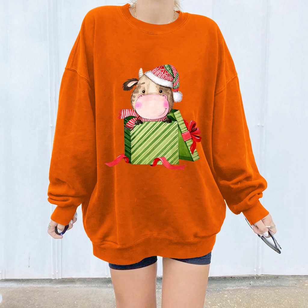 Christmas Cow Gift Box Sweatshirt