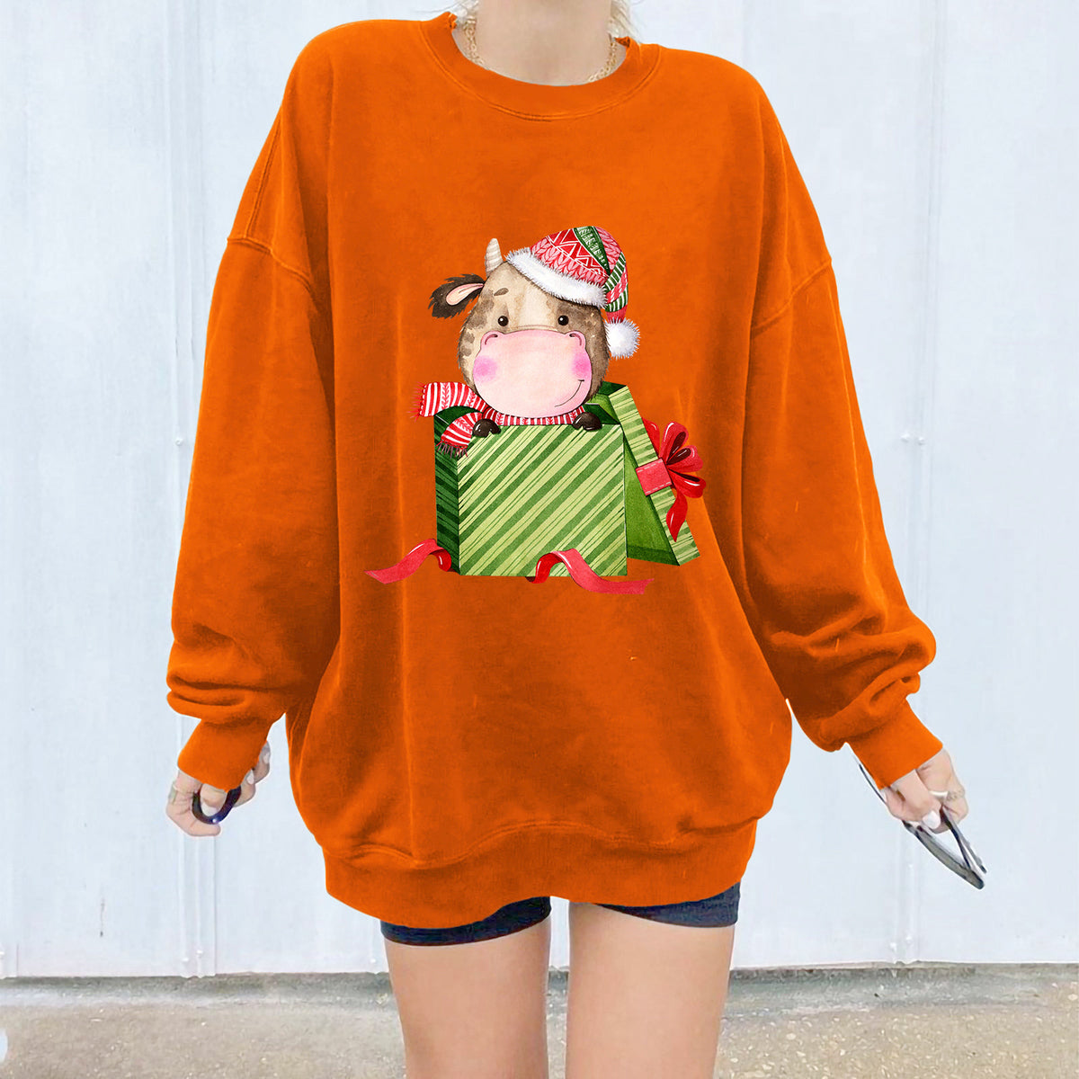 Christmas Cow Gift Box Sweatshirt