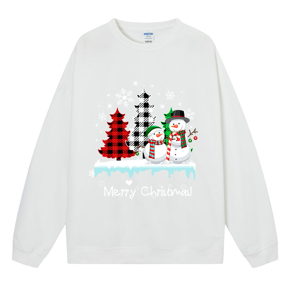 Merry Christmas Snowmen & Plaid Trees Sweatshirt