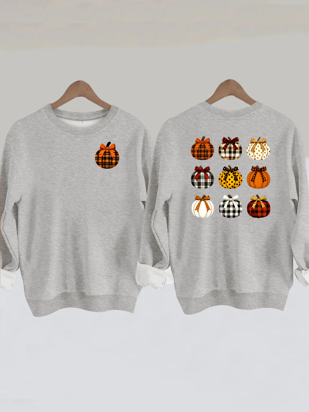 Patterned Pumpkin Front & Back Sweatshirt