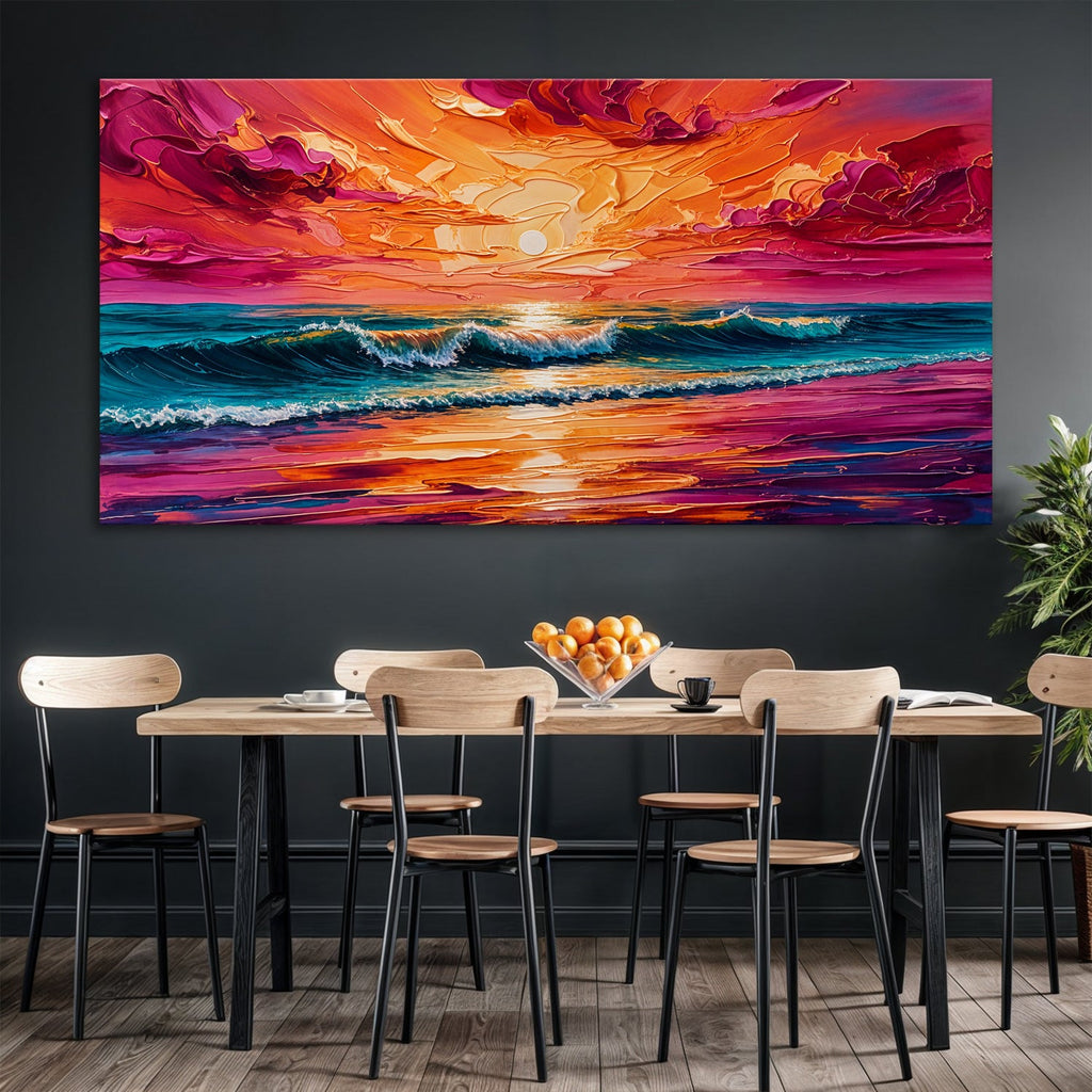 Coastal Sunset Wall Art | Panoramic Seascape Canvas Print