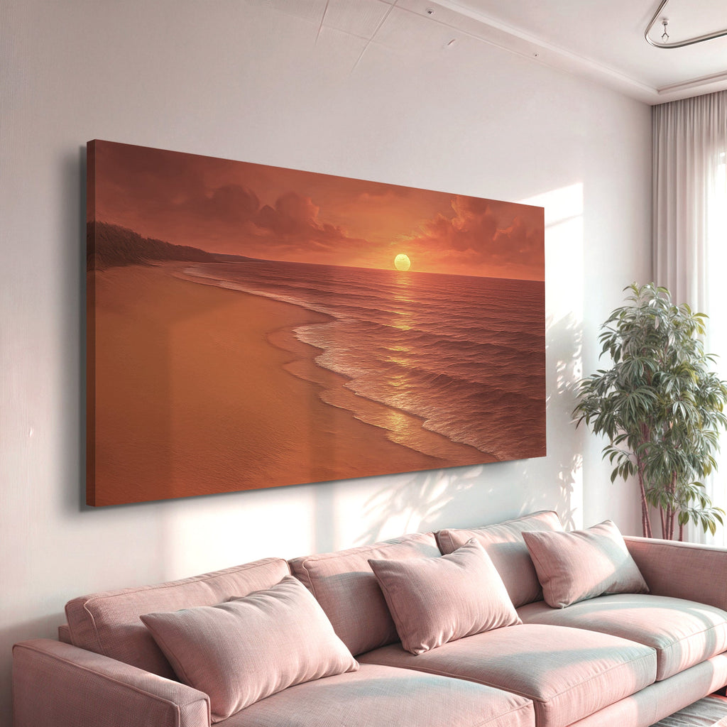 Beach Shoreline Coastal Wall Art VII | Panoramic Seascape Canvas