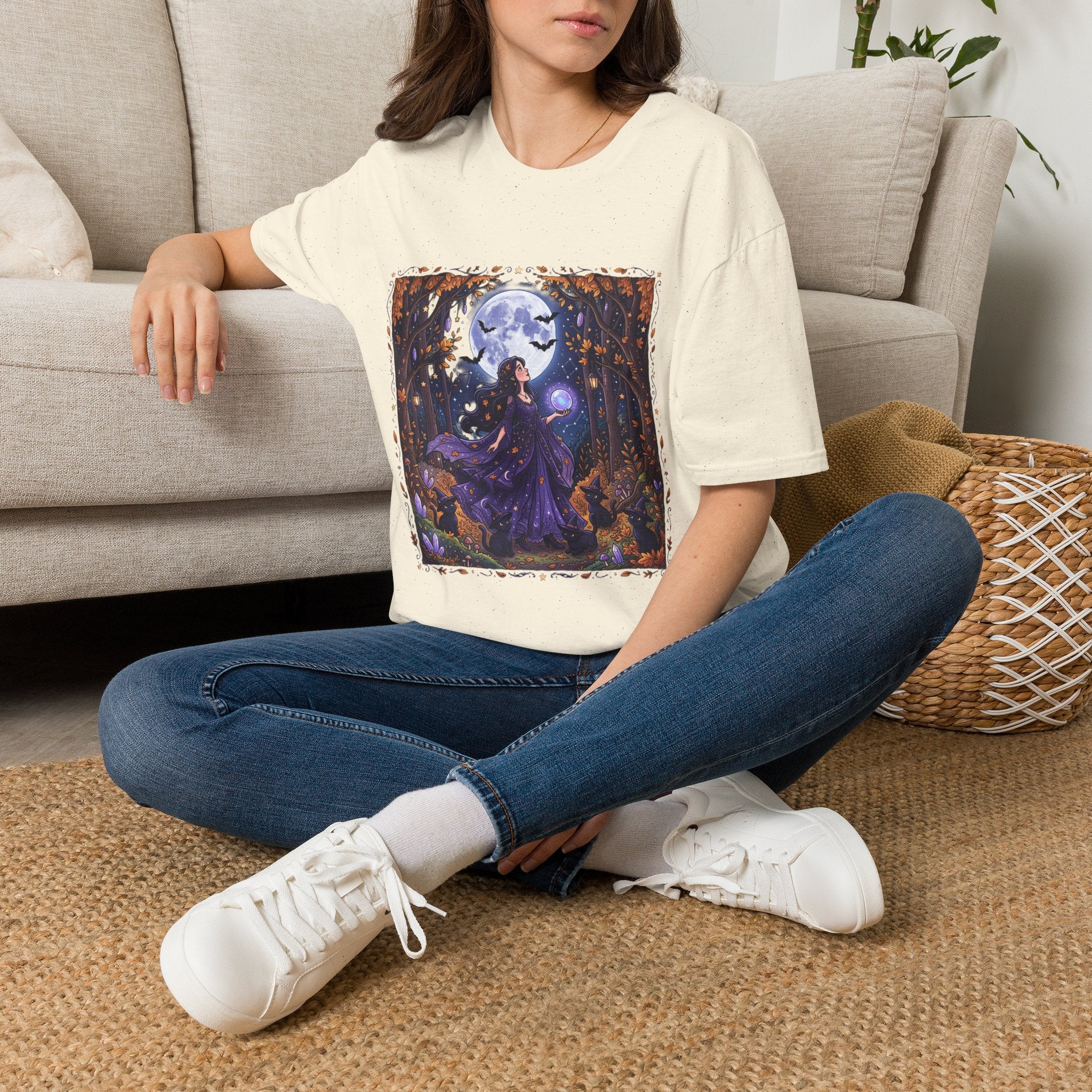 Moonlit Witch T-Shirt — Mystical Forest Pagan Tee