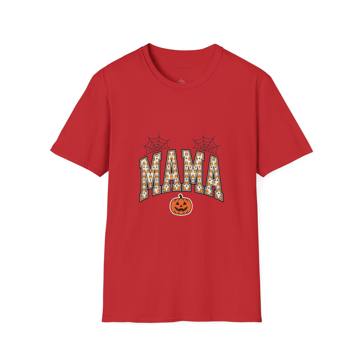 MAMA Halloween T-Shirt — Candy Corn Letters, Spiderwebs & Jack-O-Lantern Tee