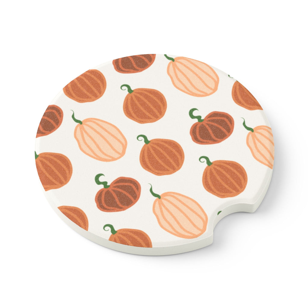 Pumpkin Pattern Soapstone Car Coaster — Fall Pumpkin Car Coaster