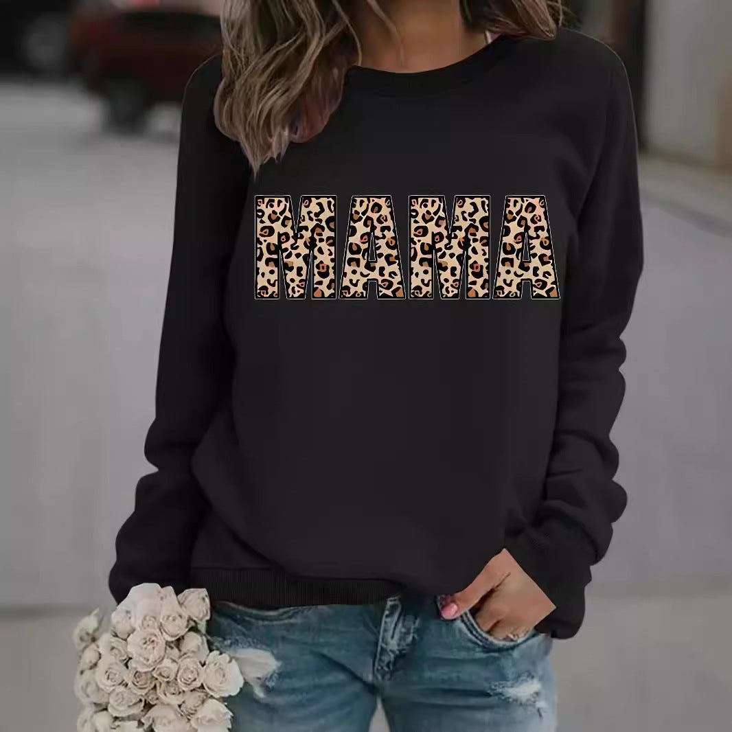MAMA leopard print pullover sweatshirt