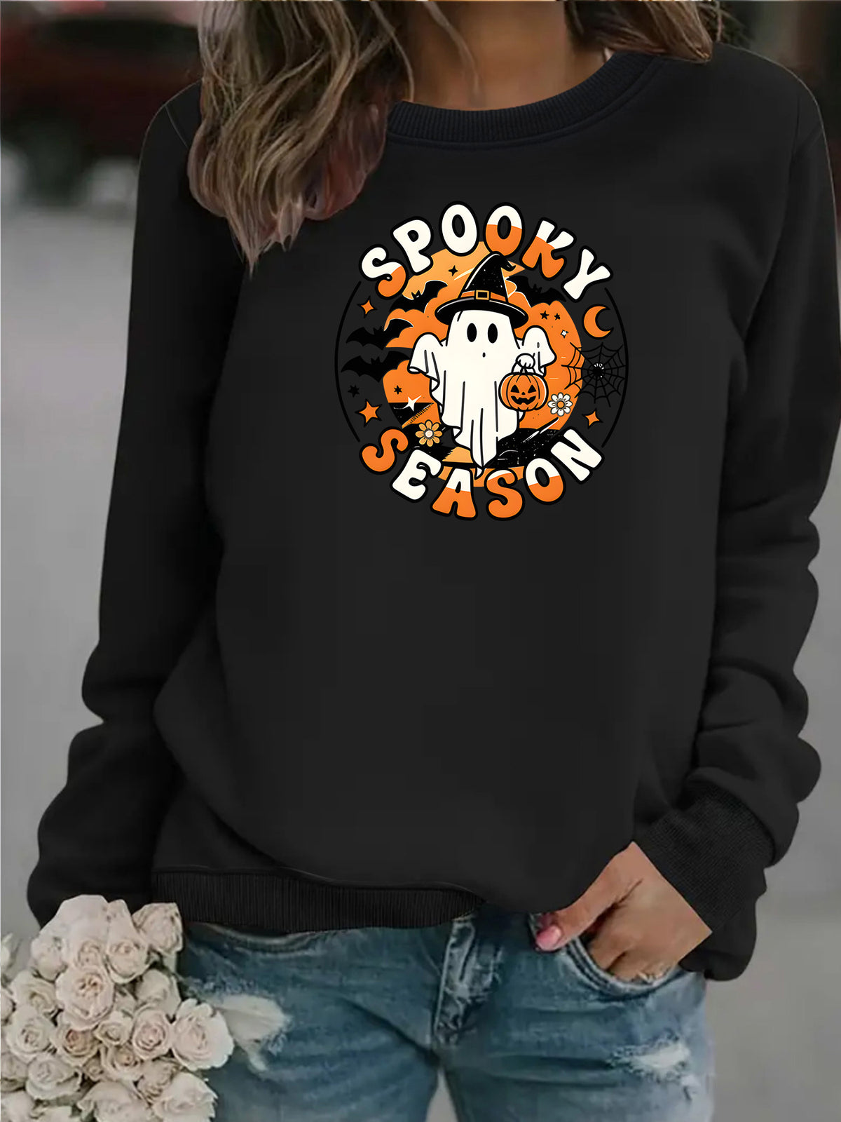 Spooky Season Trick-or-Treat Ghost Sweatshirt