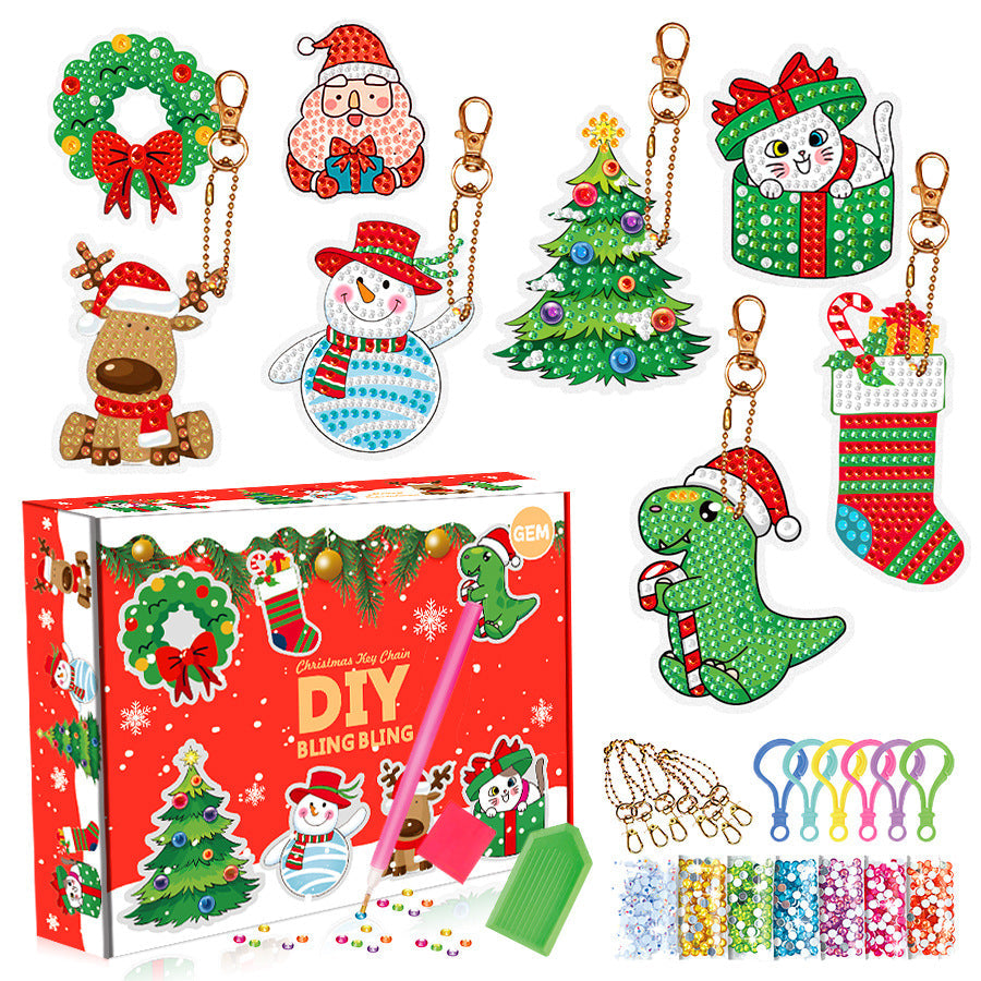 Christmas Diamond Painting Keychain Set | DIY Ornaments