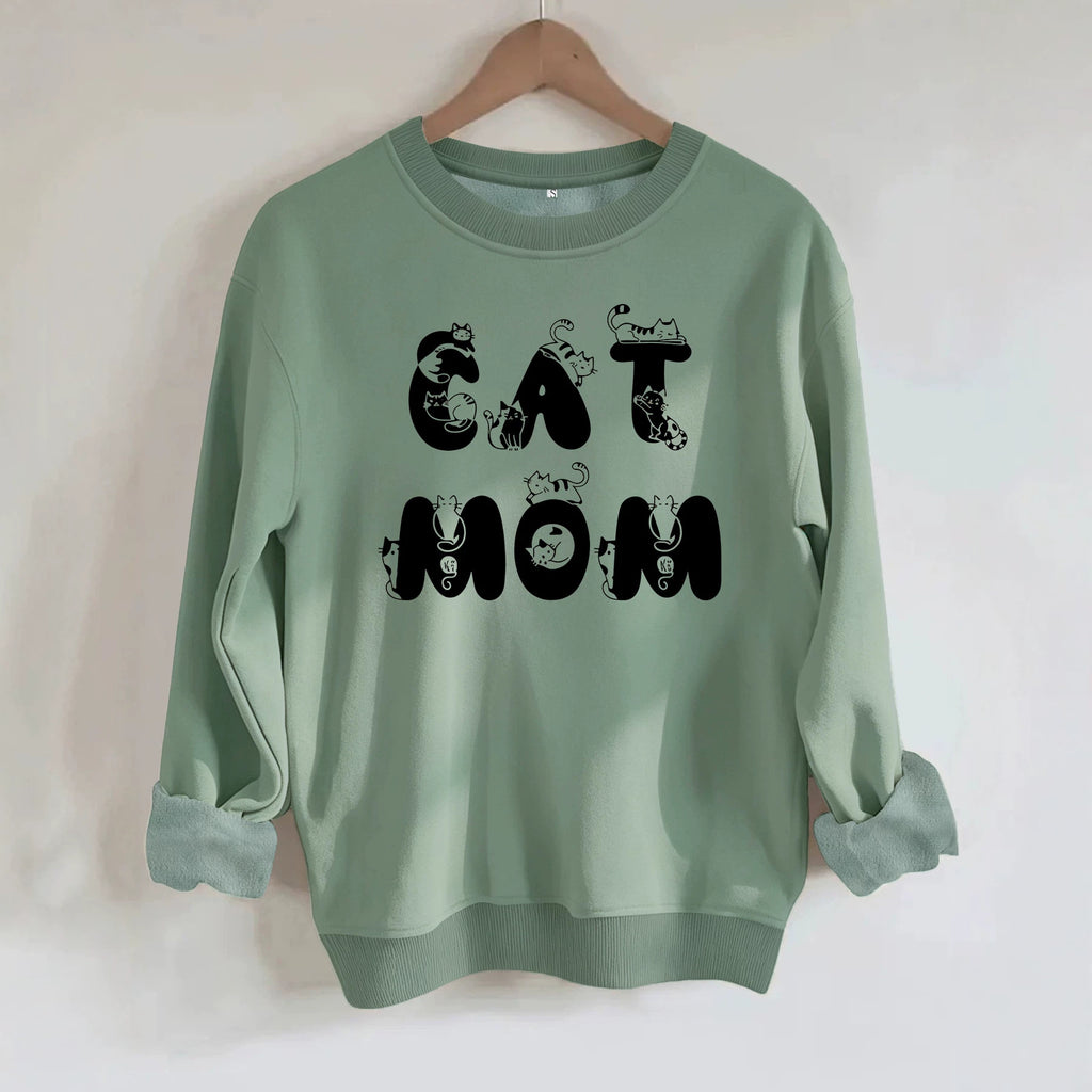 Cat Mom Graphic Fleece Sweatshirt
