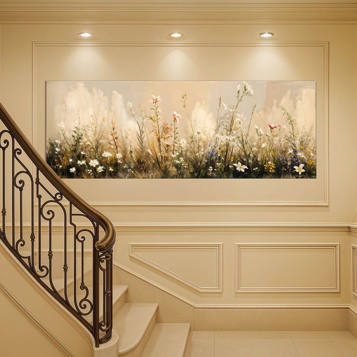 Flower Field Wall Art | Abstract Landscape Canvas Print